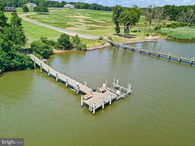 dock area with a water view