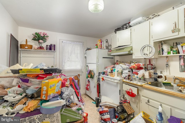 28 N 4th St, Steelton, PA 17113 - kitchen with sink, white appliances, and white cabinetry