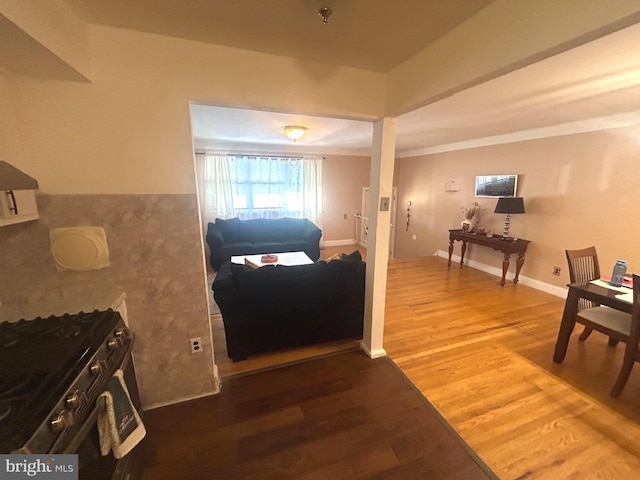 kitchen with hardwood / wood-style floors