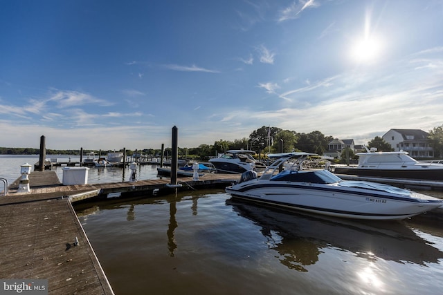 view of dock featuring a water view