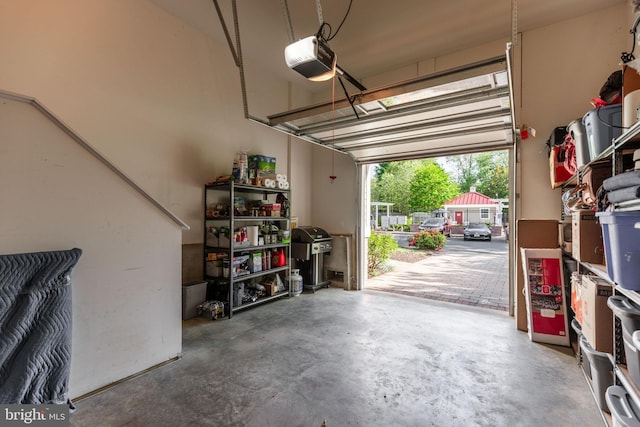 garage with a garage door opener