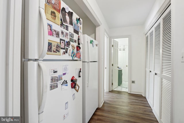 hall featuring dark hardwood / wood-style floors