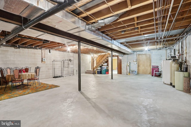 basement featuring water heater