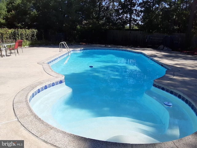 view of swimming pool with a patio area