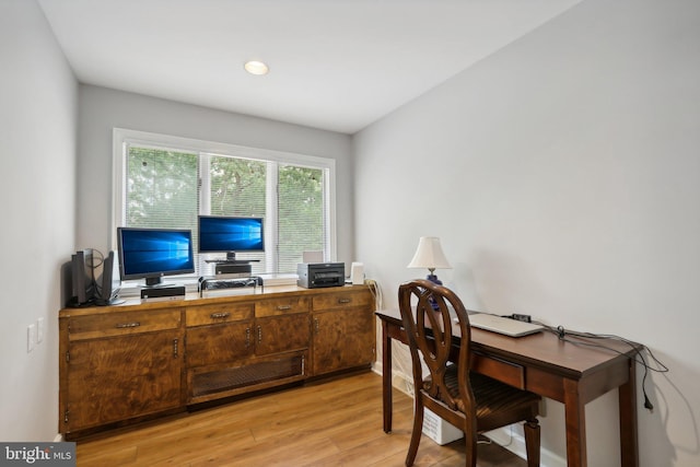 office space featuring light wood-type flooring