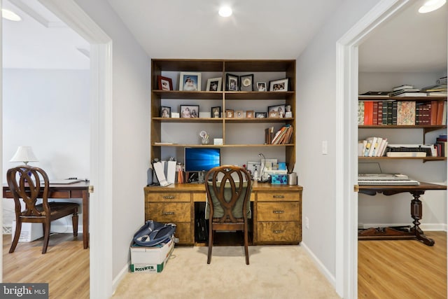 office space featuring light hardwood / wood-style flooring