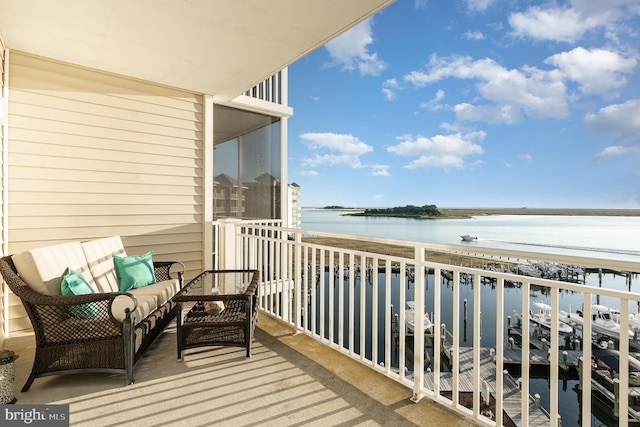 balcony with a water view