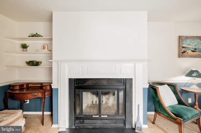 10712 Freds Oak Ct, Burke, VA 22015 - detailed view of a fireplace with flush hearth and carpet flooring
