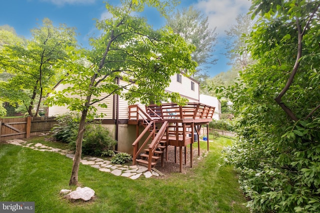 10712 Freds Oak Ct, Burke, VA 22015 - back of property with a wooden deck and stairway