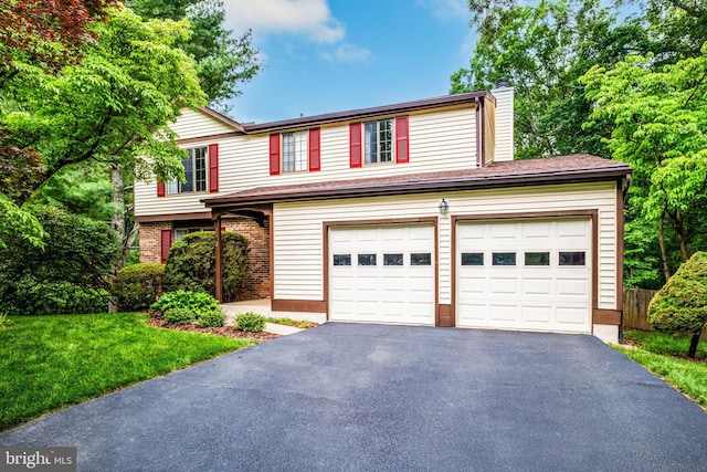 10712 Freds Oak Ct, Burke, VA 22015 - traditional home featuring driveway, a chimney, a garage, and brick siding