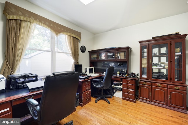 office space featuring light hardwood / wood-style flooring