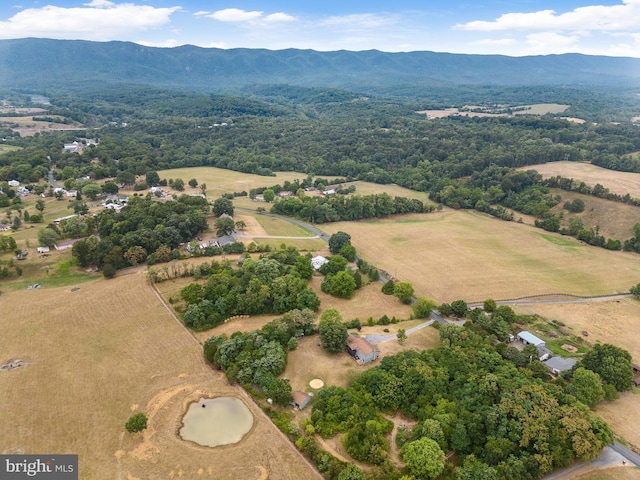 birds eye view of property featuring a mountain view