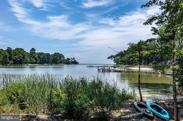 water view with a boat dock