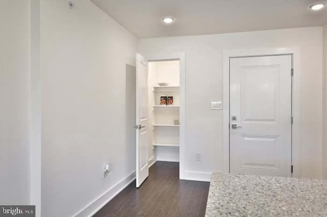 interior space with dark hardwood / wood-style flooring