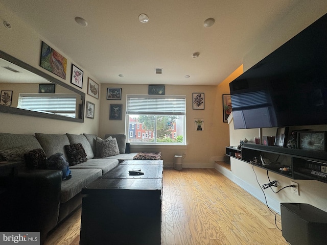 living room featuring light hardwood / wood-style flooring