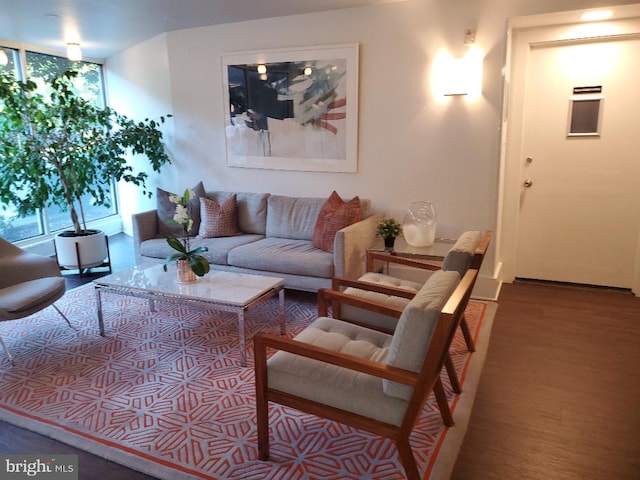 living room with wood-type flooring