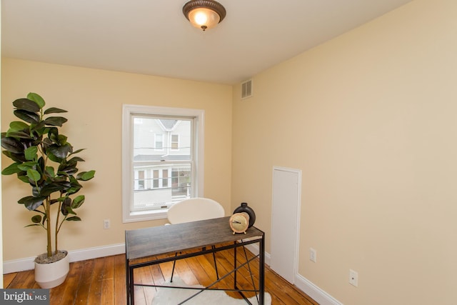 office area featuring hardwood / wood-style floors