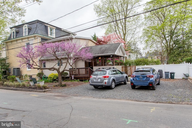 view of front of home featuring central AC