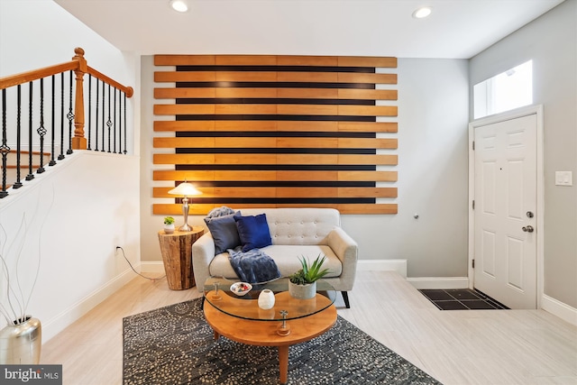 foyer with wood-type flooring