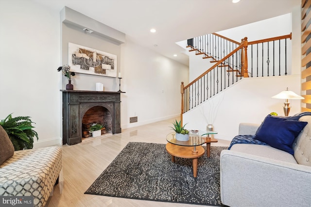 living room featuring light hardwood / wood-style flooring