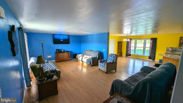 living room with hardwood / wood-style floors