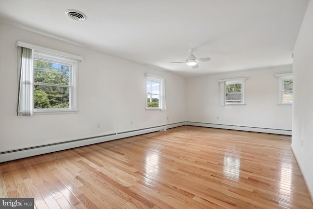 unfurnished room with a healthy amount of sunlight and light wood-type flooring