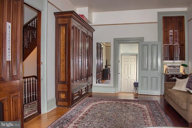 mudroom with hardwood / wood-style floors