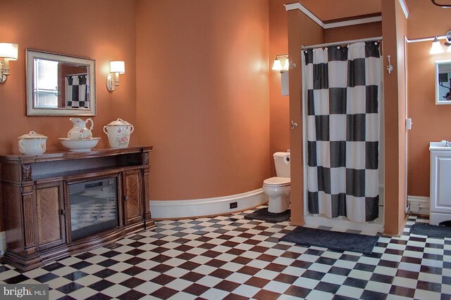 bathroom featuring vanity and walk in shower