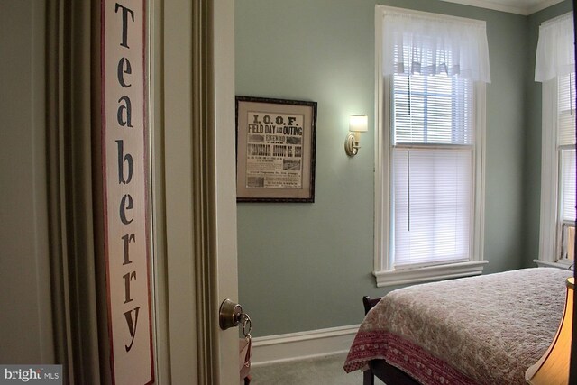 bedroom with ornamental molding