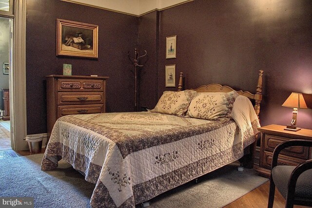 bedroom with wood-type flooring