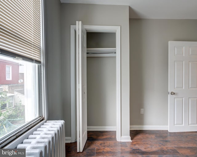 closet featuring radiator heating unit