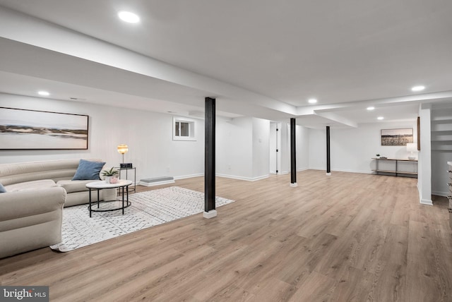 living room featuring light wood-type flooring