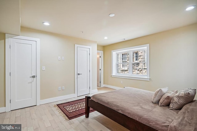 bedroom featuring light hardwood / wood-style flooring