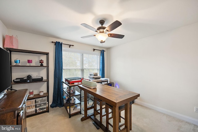 345 Austin Dr, Oxford, PA 19363 - home office with light colored carpet, ceiling fan, and baseboards
