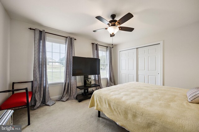 345 Austin Dr, Oxford, PA 19363 - carpeted bedroom with a closet, baseboards, and ceiling fan