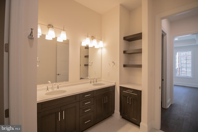 bathroom featuring vanity and built in features