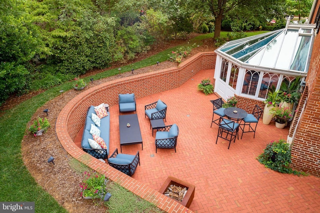 view of patio featuring an outdoor living space