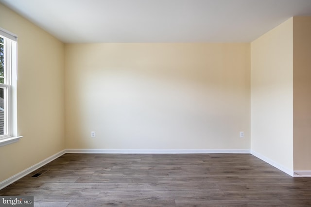 spare room with plenty of natural light and wood-type flooring