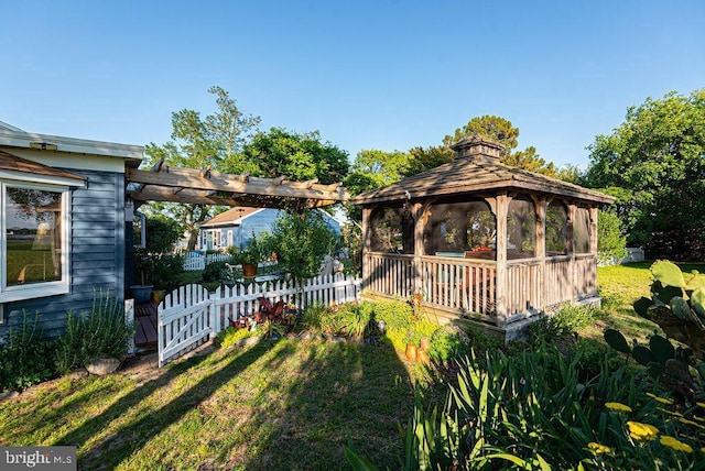 view of yard featuring a gazebo