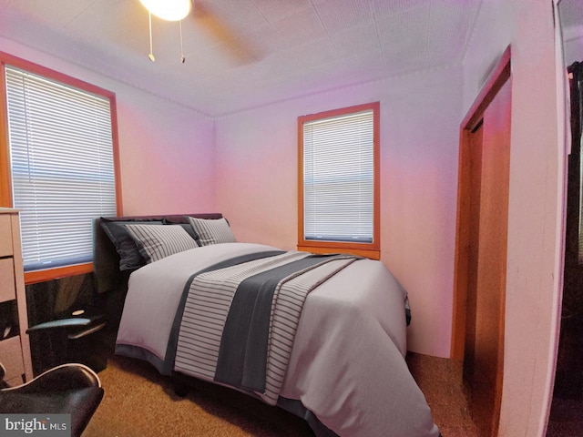 bedroom featuring carpet