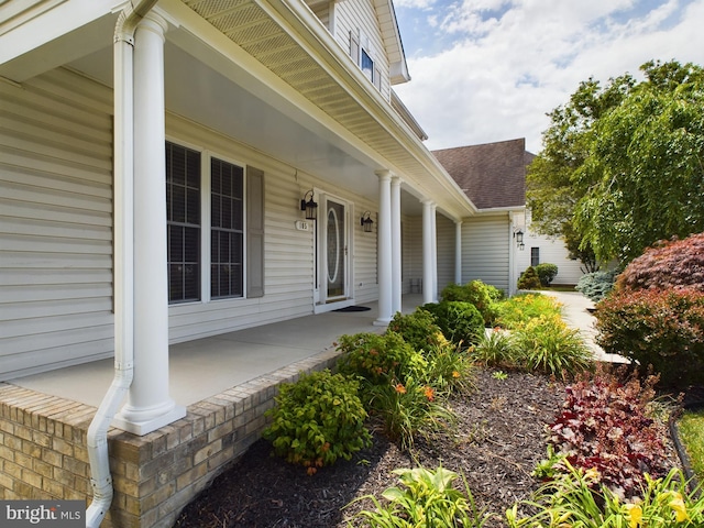 doorway to property featuring covered porch