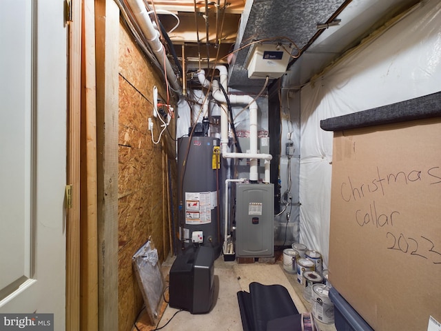 utility room with water heater