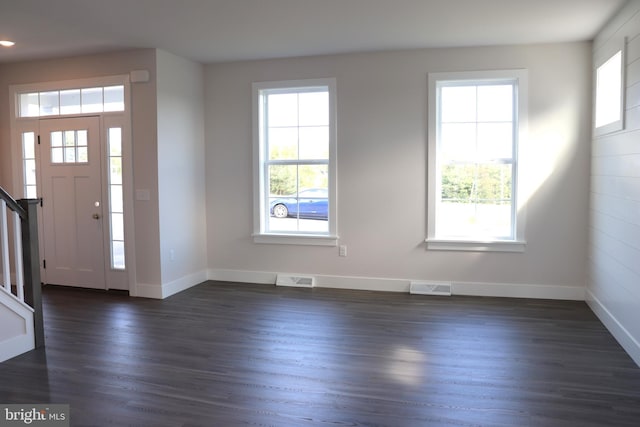 entrance foyer featuring dark hardwood / wood-style flooring