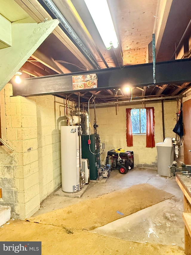 below grade area with gas water heater and water heater