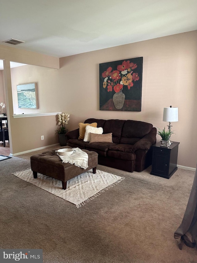 living room featuring carpet flooring