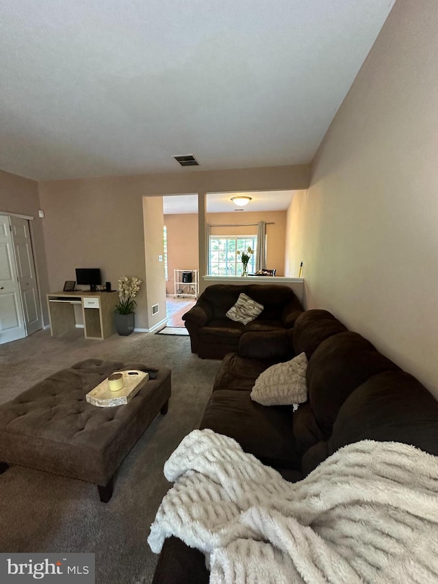 living room with carpet flooring