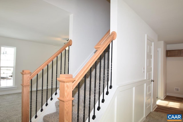 stairs with carpet floors