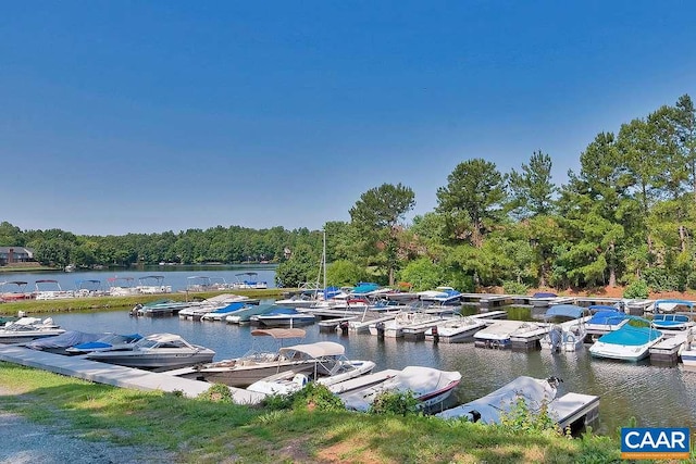 view of dock featuring a water view