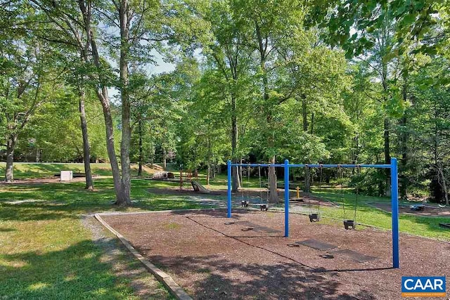 view of playground featuring a yard