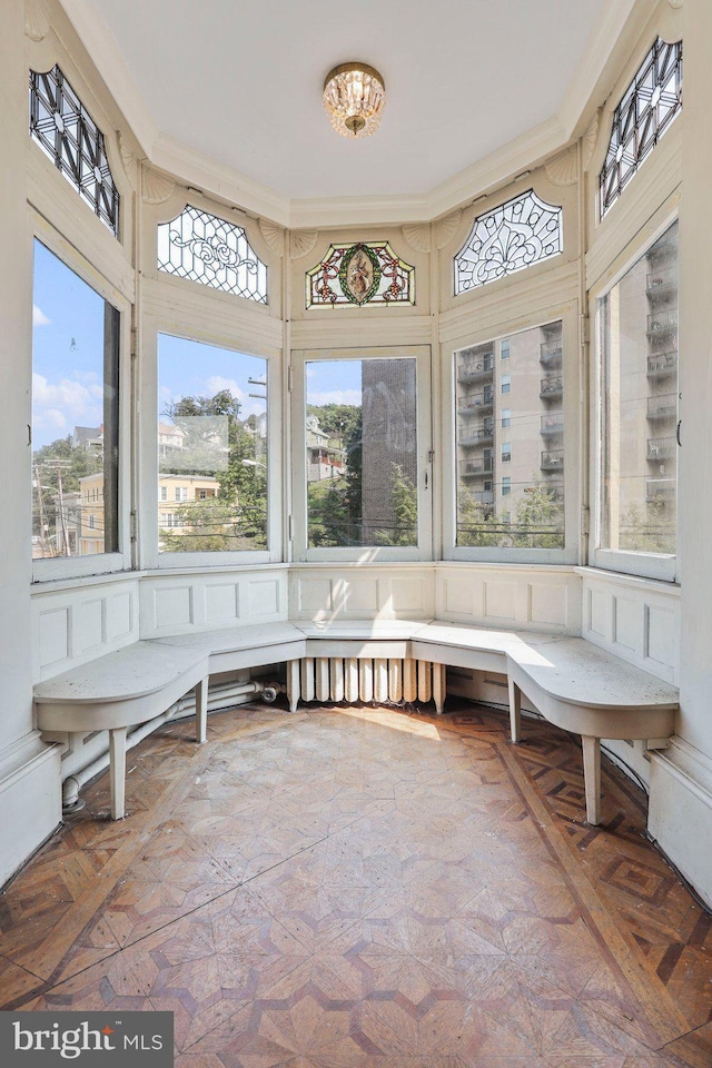 view of unfurnished sunroom